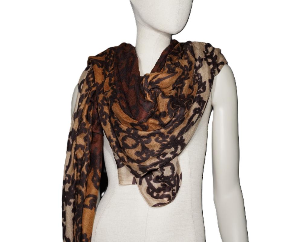 AHMADDY Seiden-Wollschal Carmel mocca Erdtöne